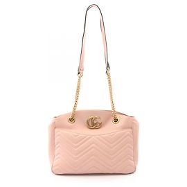 Borsa a tracolla Gucci GG Marmont in pelle rosa Rosa