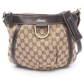 Borsa a Spalla Gucci Abbey GG Canvas Marrone Beige