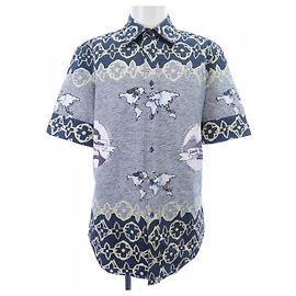 Camicia a maniche corte Louis Vuitton LV Wax Blu Blu navy
