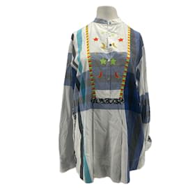 Autre Marque Camicetta a quadri con ricamo Blu