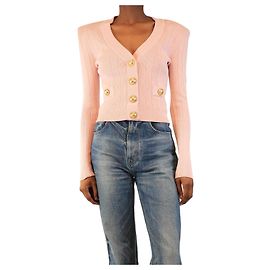 Balmain Cardigan rose boutonné - taille UK 8 Rose