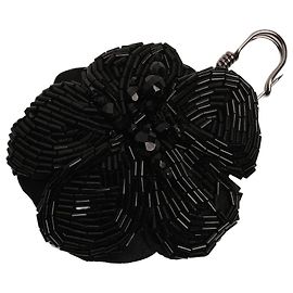 Prada Black sequin safety pin brooch Black