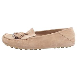 Loro Piana Beige suede tassel moccasin loafers - size EU 38 Other
