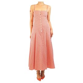 Gabriela Hearst Red and white check button-front sundress - size UK 10 Red