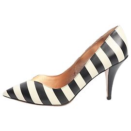 Valentino Ivory und schwarze Leder-Strapetenpumps - Größe EU 39 Roh