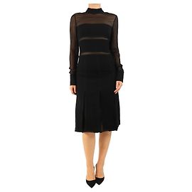 Proenza Schouler Midikleid mit schwarzem Mesh-Einsatz - Größe XS Schwarz