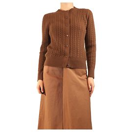 Miu Miu Cardigan en cachemire à torsades couleur tabac - taille UK 12 Marron