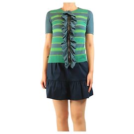 Marni Grünes Kurzarm-Stricktop mit Rüschen - Größe S Grün