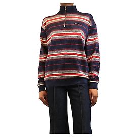 Miu Miu Navy Chenille-Pullover mit halbem Reißverschluss - Größe UK 4 Marineblau