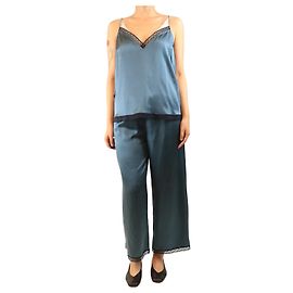Eres Blue silk-satin lace-trim pyjama set - size S Blue