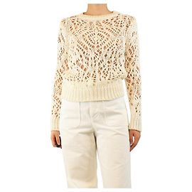 Tom Ford Strickpullover aus cremefarbener Seide im Crochet-Look - Größe S Roh