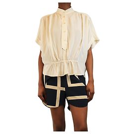 Isabel Marant Bluse aus cremefarbenem Chiffon mit Raffung - Größe UK 8 Roh