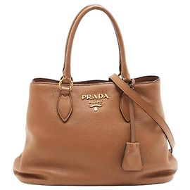 Prada Bolsa 2way em couro Vitello Phenix marrom Marrom