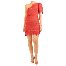 Autre Marque Rotes Mini-Spitzenkleid mit einer Schulter - Größe M Rot