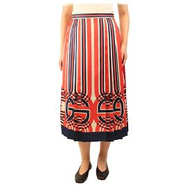 Gucci Gonna midi a righe rosse e beige - taglia UK 10 Rosso