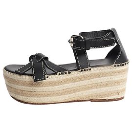 Loewe Black leather platform espadrille sandals - size EU 37 Black