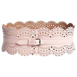 Alaïa Cinto corset de couro rosa Rosa