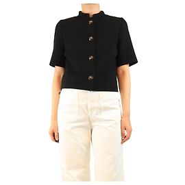 Dior Schwarze Strickjacke mit Knöpfen und kurzen Ärmeln - Größe UK 10 Schwarz