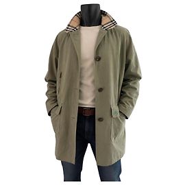 Abrigo Burberrys de algodón verde militar con forro Haymarket Beige Verde