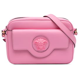 Versace La Medusa Umhängetasche aus rosa genarbtem Kalbsleder Pink