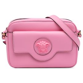 Versace Bolsa transversal La Medusa em couro de bezerro granulado rosa Rosa