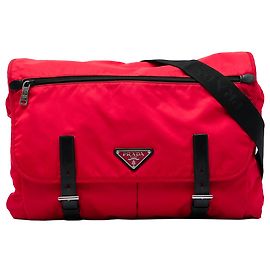 Borsa a tracolla Prada Red Tessuto Zip Double Buckle Rosso