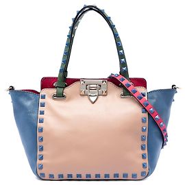 Sac Valentino Beige Mini Leather Colorblock Rockstud Trapeze Beige