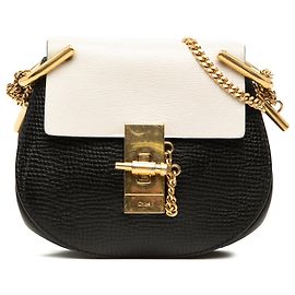 Chloé Bolsa tiracolo Drew em couro de bezerro granulado bicolor preto mini Outro