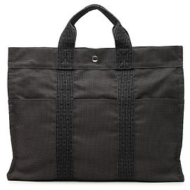 Hermès Gray Canvas Herline MM Marron Gris anthracite