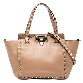 Borsa Valentino Trapeze in pelle marrone Mini Rockstud Marrone Carne