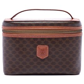 Céline Bolsa de maquiagem em canvas revestido Macadam marrom Celine Marrom