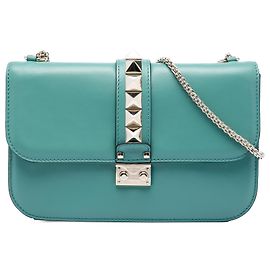 Valentino Blu Borsa a tracolla Rockstud Glam Lock in pelle Medium Blu Turchese
