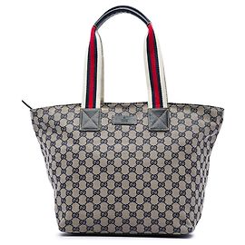 Tote Gucci en toile GG beige avec bande Web Beige
