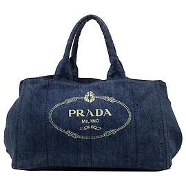 Bolsa Prada Blue Large Denim Canapa Logo Azul Outro