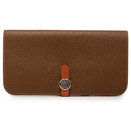 Hermès Brown Togo Dogon Duo Wallet GM Brown