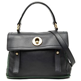 Borsa satchel Muse Two in pelle nera piccola Saint Laurent Nero