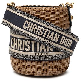 Borsa a secchiello in vimini Dior Brown Oblique Marrone