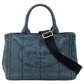 Bolsa Prada Blue Small Denim Canapa Logo Azul Outro