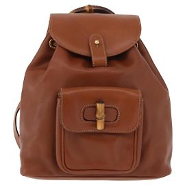 Gucci Vintage Bamboo Leather Mini Marrom
