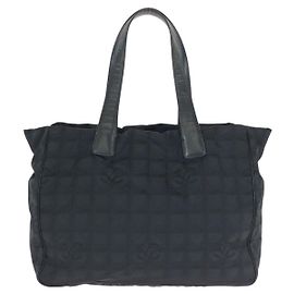 Bolsa Tote Chanel Vintage de nylon/couro Preto