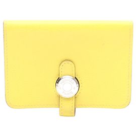 Tarjetero Dogon de piel Hermès Amarillo
