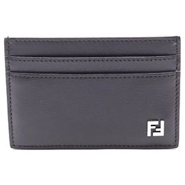 Fendi Leather FF Squared Card Case Black