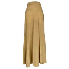 Ba&sh Pleated Maxi Skirt in Camel Polyester Yellow Camel