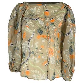 Camicetta Chloé con stampa floreale e maniche a palloncino in ramia multicolore Multicolore