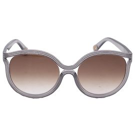 Óculos de sol Chloé Grooves 57mm Cat Eye em acetato marrom Marrom Vermelho