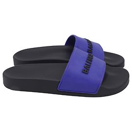 Sandales de piscine Balenciaga avec logo en caoutchouc bleu Bleu