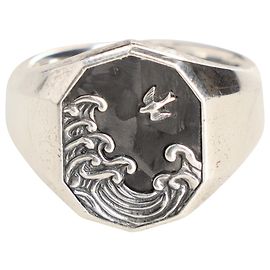 Anello sigillo Waves intagliato di David Yurman in Silver Sterling Silver Argento