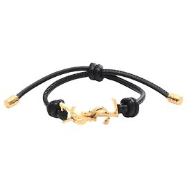 Pulseira Cassandra Yves Saint Laurent Ouro e Couro Dourado Metálico
