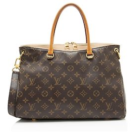 Bolsa Pallas em Canvas Monogram Louis Vuitton Marrom Bege