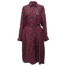 Vestido camisa midi Lanvin estampado e com adornos em seda multicolorida Multicor